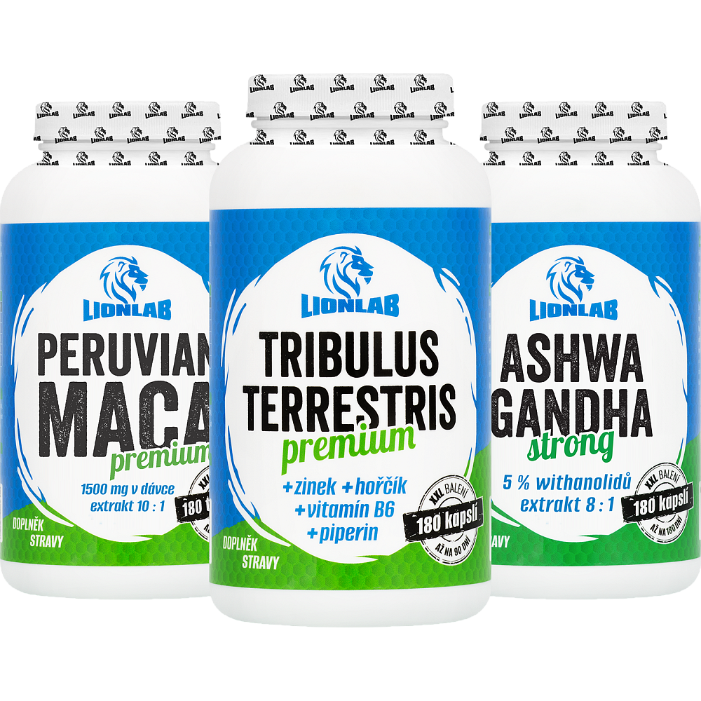 Ashwagandha, Maca a Tribulus - akcia 1+1+1
